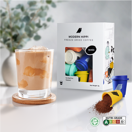 Hippi Coffee Mixed Variety (24 Pods) | Freeze-Dried Coffee | Premium Instant Coffee | Hot Or Cold | Specialty Arabica Beans