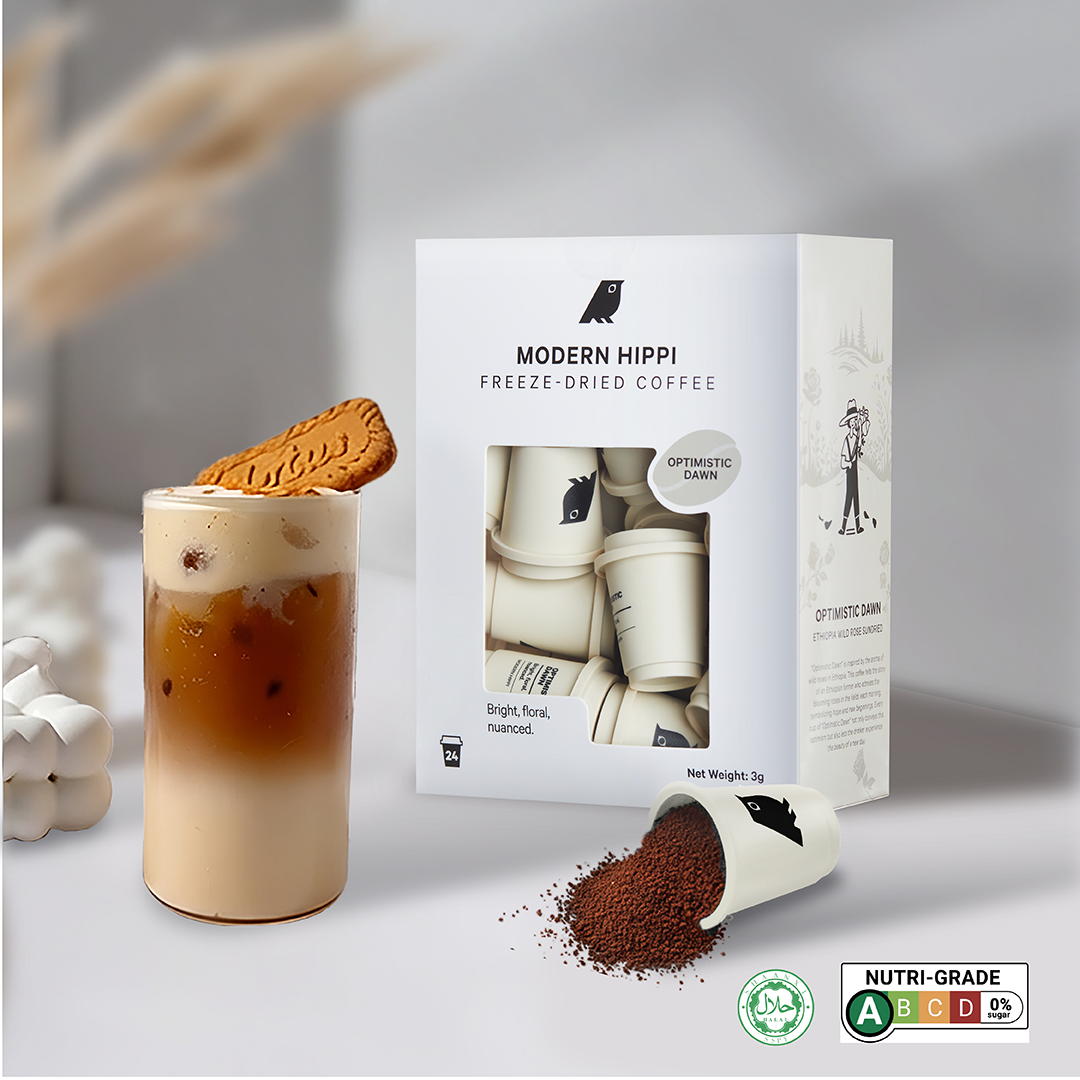 Optimistic Dawn DECAF Coffee (24 Pods) | Freeze-Dried Coffee | Premium Instant Coffee | Hot Or Cold | Specialty Arabica Beans