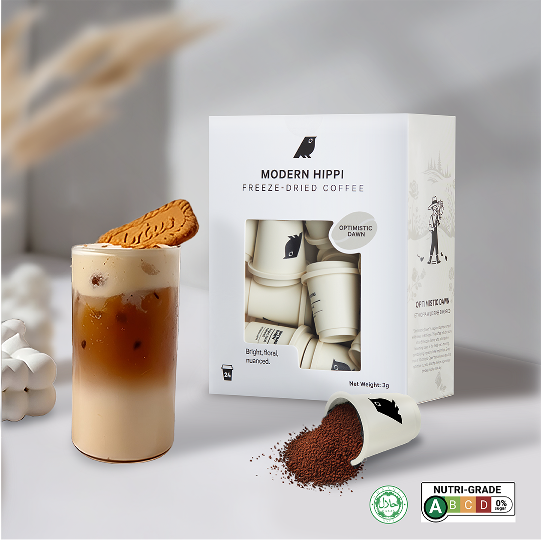 Optimistic Dawn DECAF (24 Pods) | Freeze-Dried Coffee | Premium Instant Coffee | Hot Or Cold | Specialty Arabica Beans