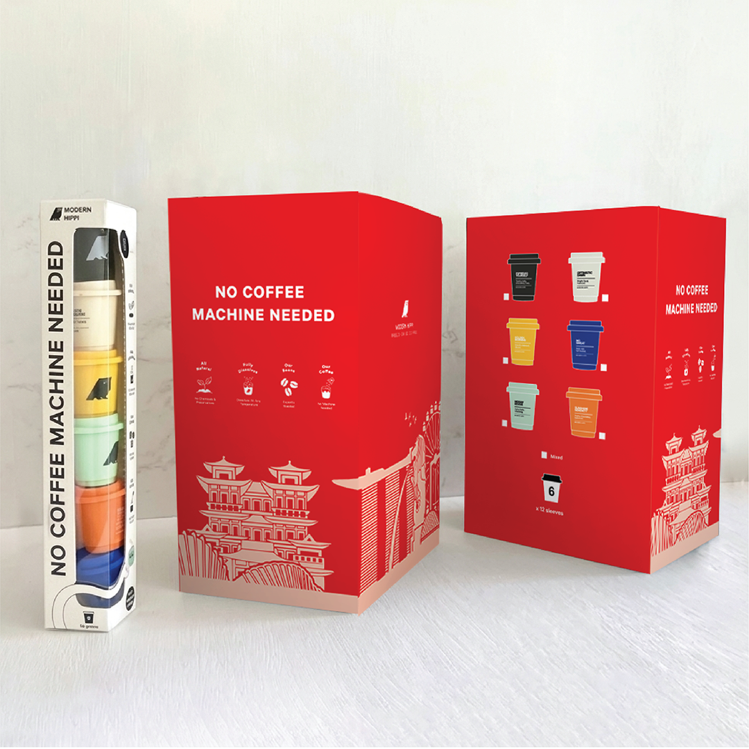 Hippi Coffee Gift Box in Red Sleeve | 12 Starter Packs x 6 Coffee Pods | Premium Instant Coffee | Hot Or Cold
