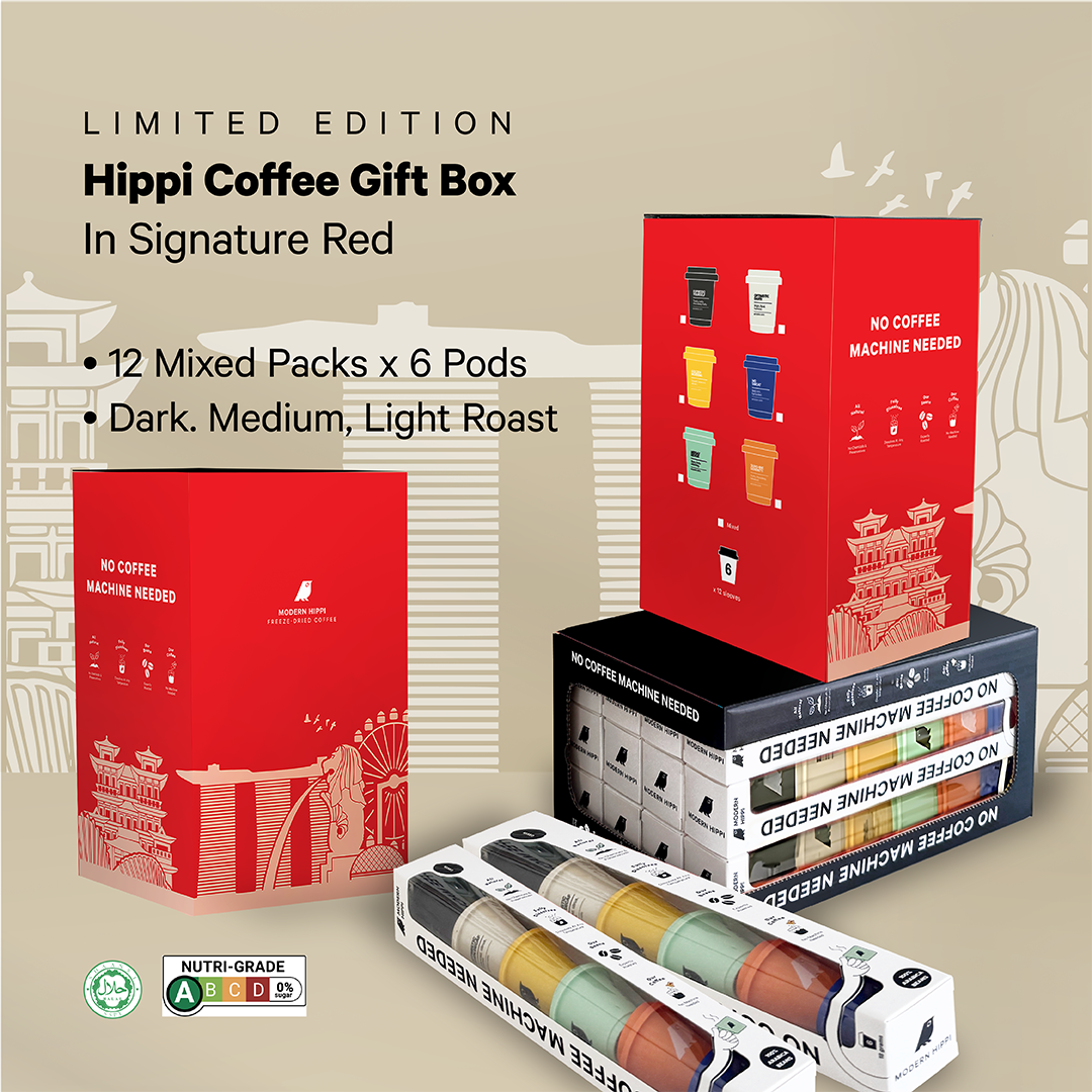 Hippi Coffee Gift Box in Red Sleeve | 12 Starter Packs x 6 Coffee Pods | Premium Instant Coffee | Hot Or Cold