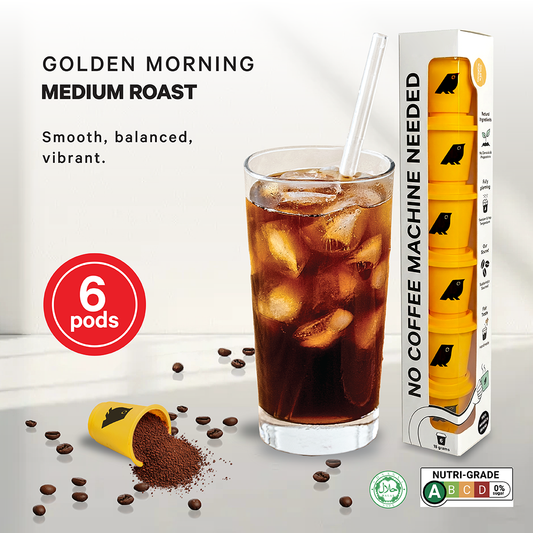 Modern Hippi Freeze-Dried Coffee | Golden Morning Starter Pack (6 Coffee Pods) | Premium Instant Coffee | Hot Or Iced | Medium Roast | Free Shipping!