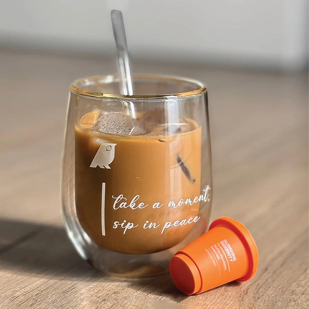 Modern Hippi Double Wall Glass Coffee Cup, 250 ml
