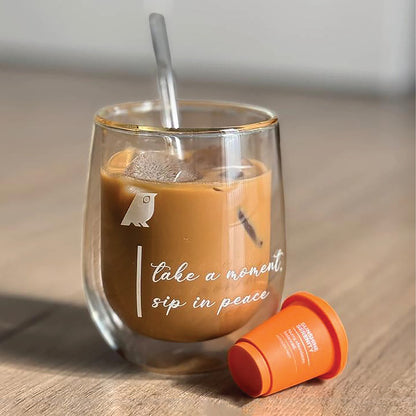 Modern Hippi Double Wall Glass Coffee Cup, 250 ml