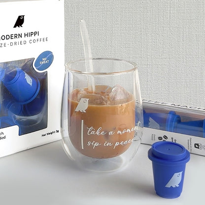 Modern Hippi Double Wall Glass Coffee Cup, 250 ml