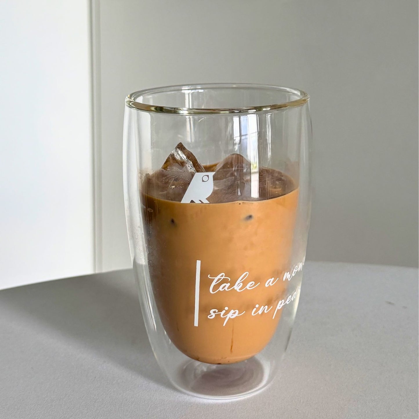 Modern Hippi Double Wall Glass Coffee Cup, 370 ml