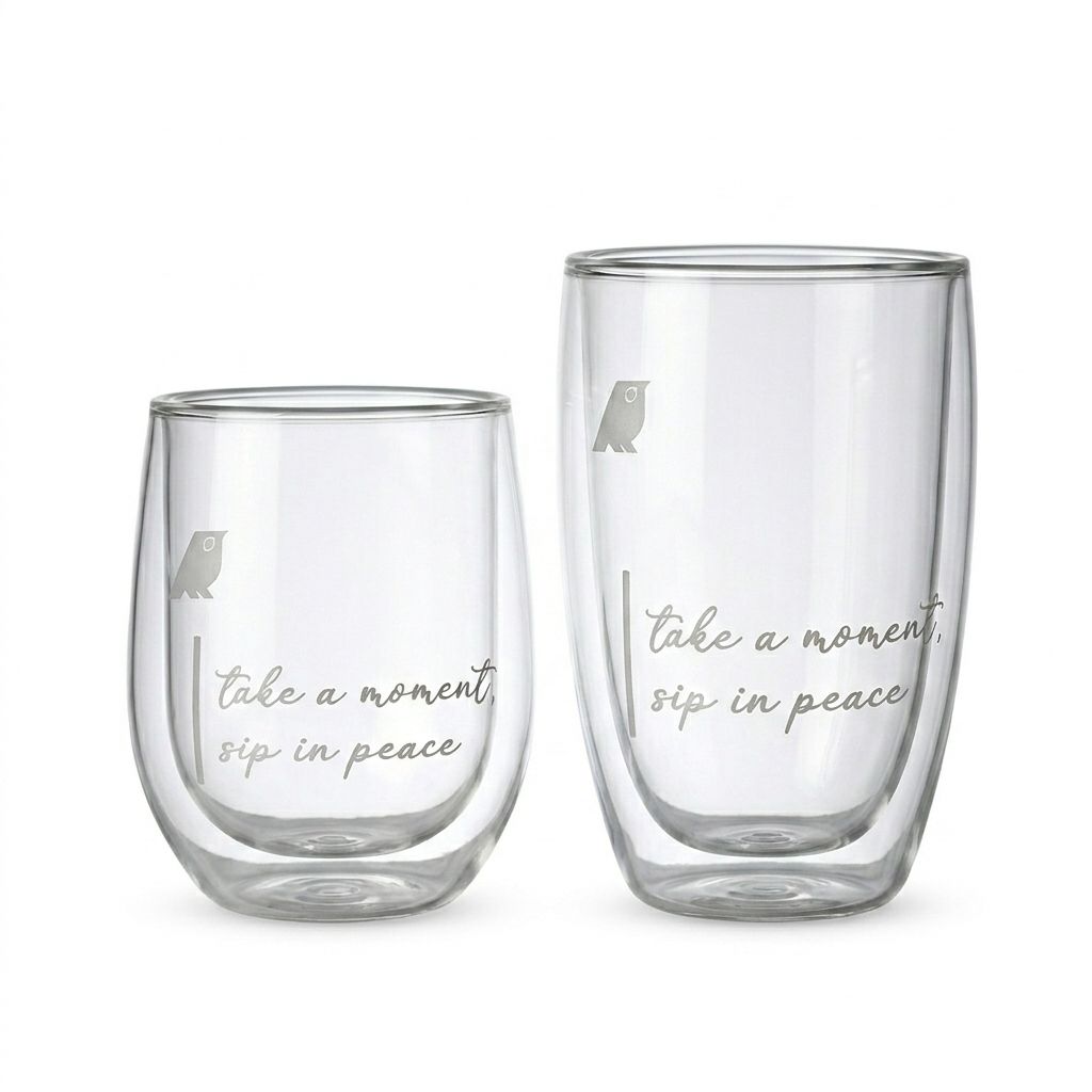 Modern Hippi Double Wall Glass Coffee Cup, 250 ml