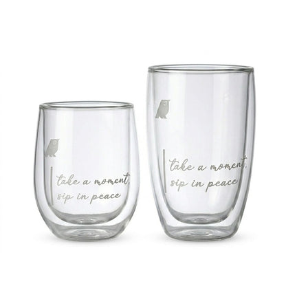 Modern Hippi Double Wall Glass Coffee Cup, 250 ml