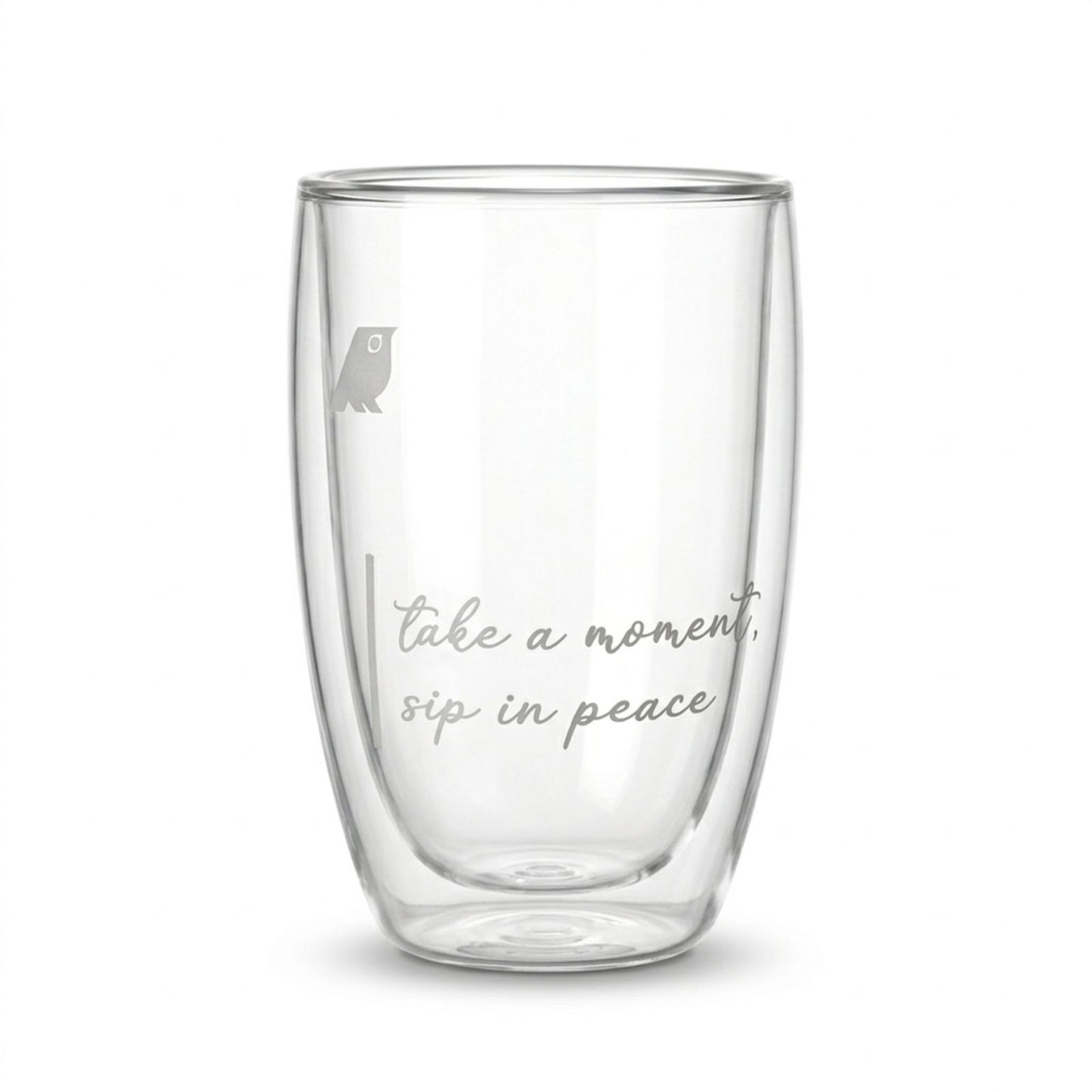 Modern Hippi Double Wall Glass Coffee Cup, 370 ml